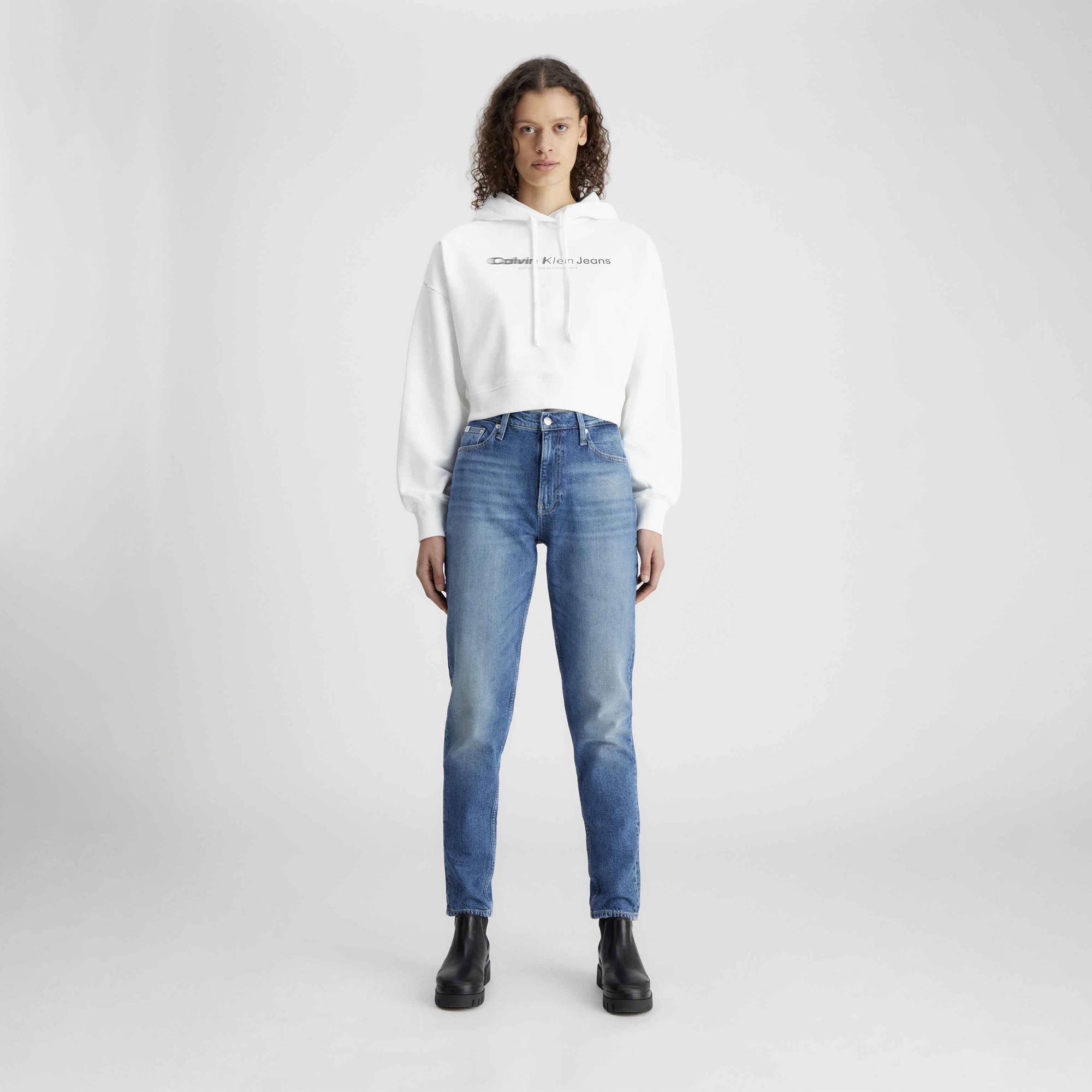 Calvin Klein Jeans Second Skin Kadın Beyaz Sweatshirt