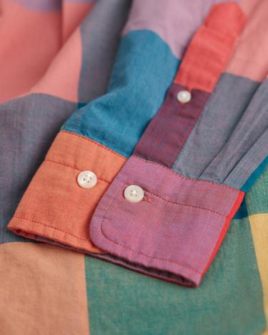  GANT Erkek Turuncu Regular Fit Düğmeli Yaka Kareli Gömlek