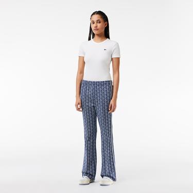  Kadın Straight Fit Monogram Mavi Eşofman Altı