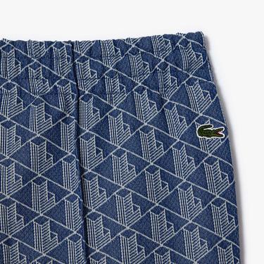  Kadın Straight Fit Monogram Mavi Eşofman Altı