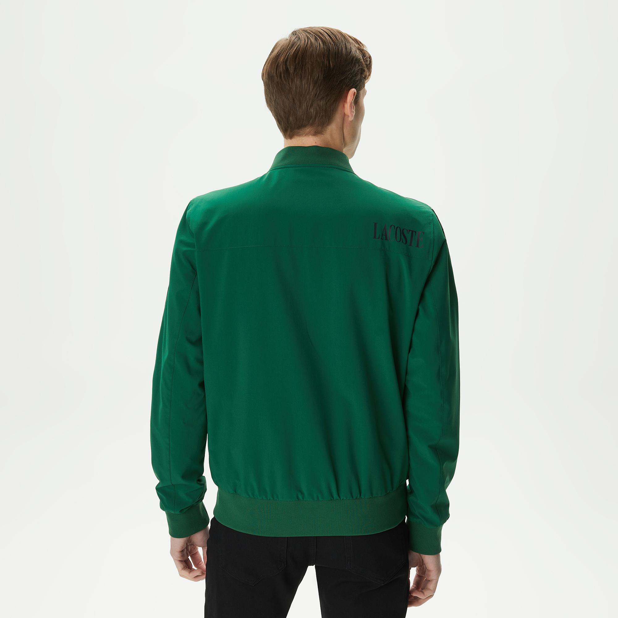 Erkek Baskılı Yeşil Bomber Ceket