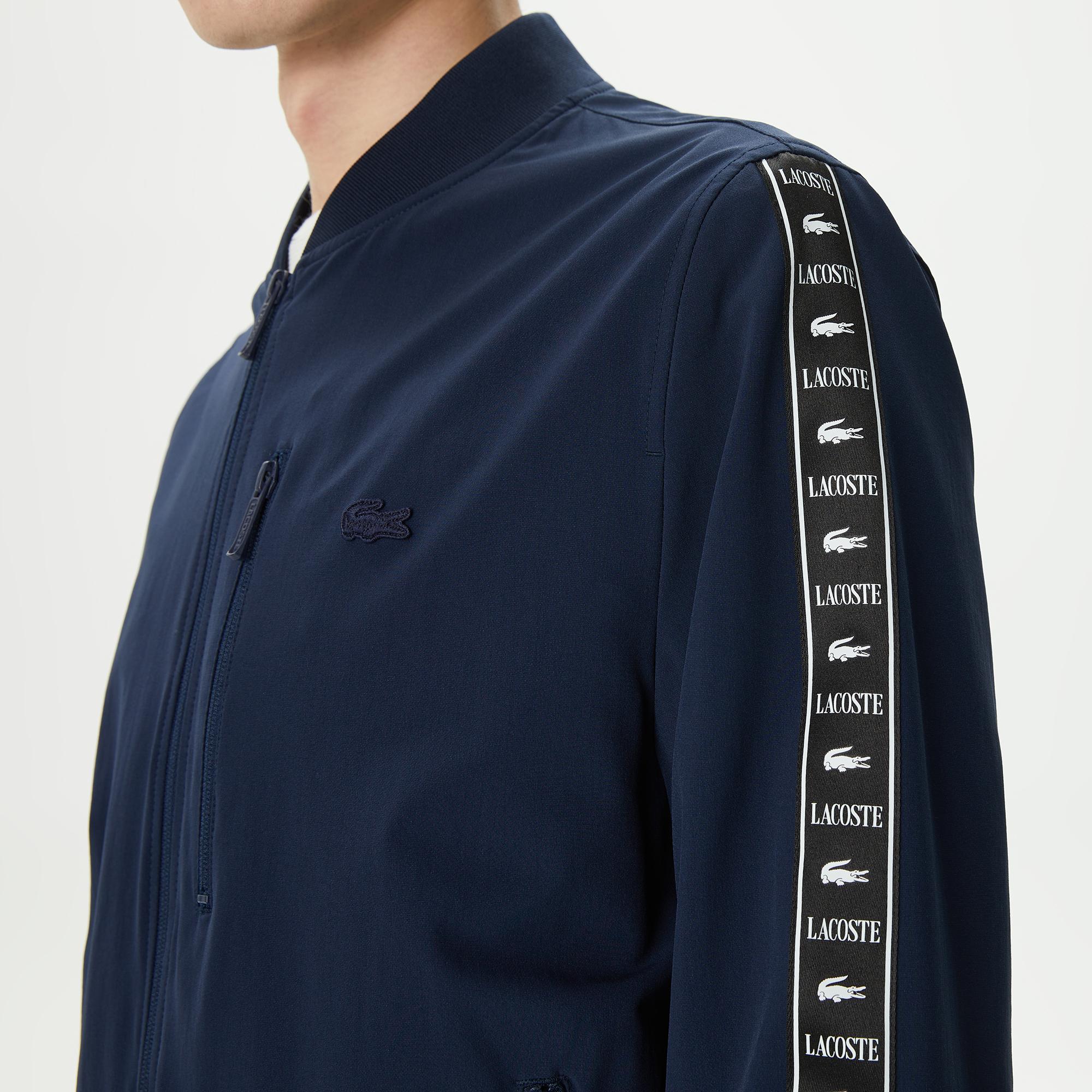 Erkek Baskılı Lacivert Bomber Ceket