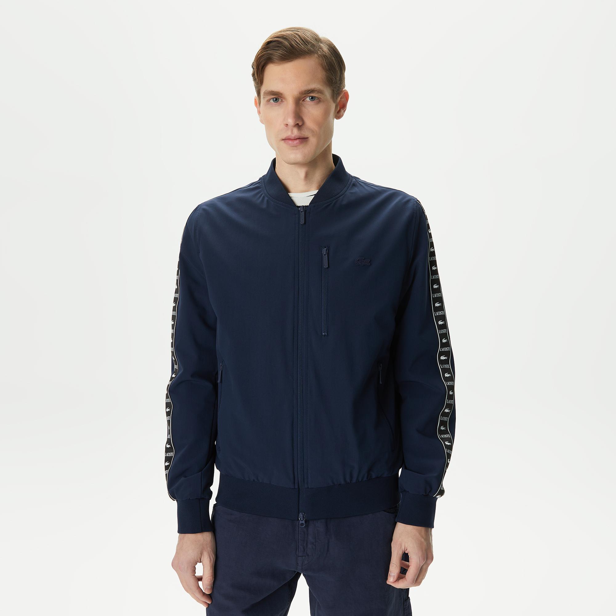 Erkek Baskılı Lacivert Bomber Ceket