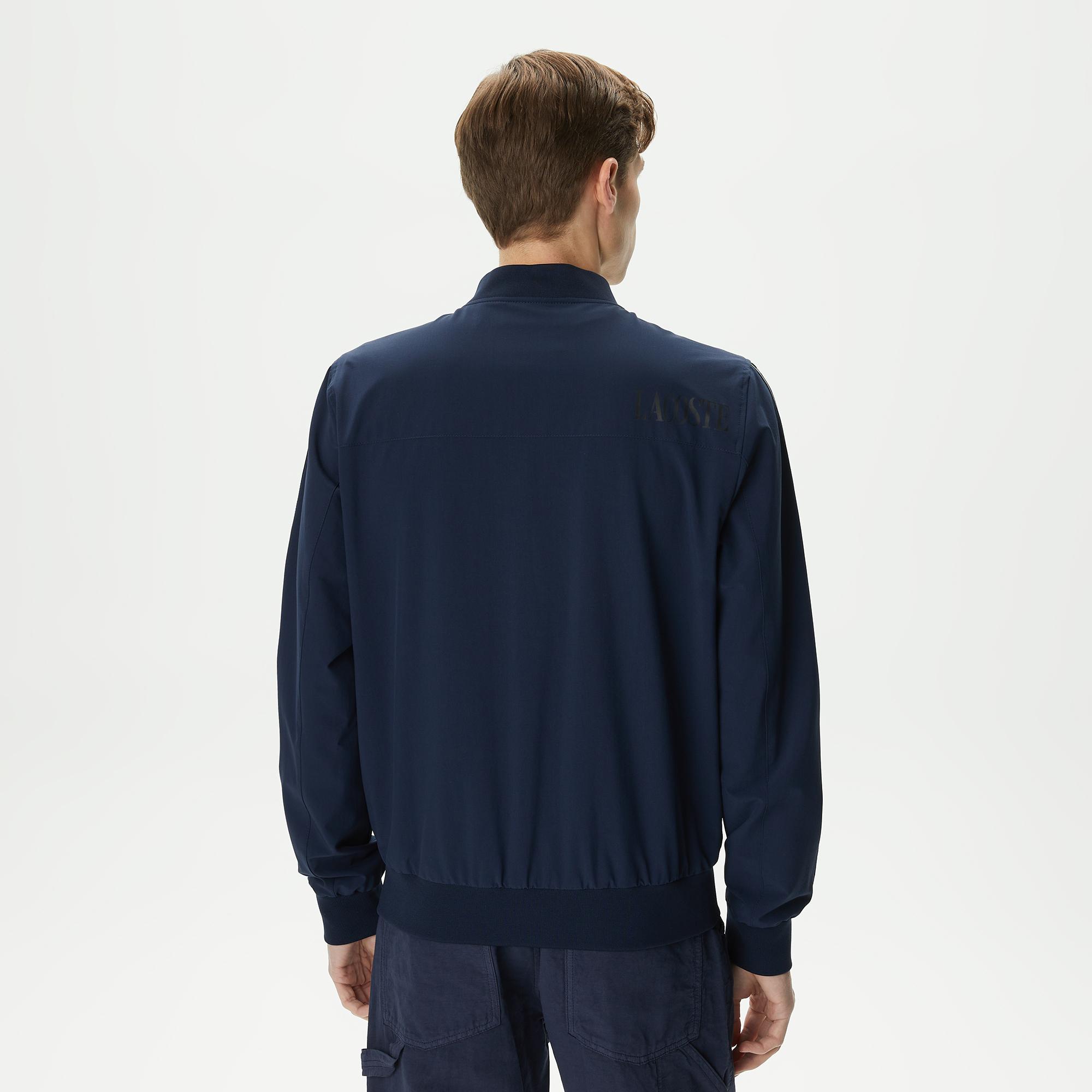 Erkek Baskılı Lacivert Bomber Ceket