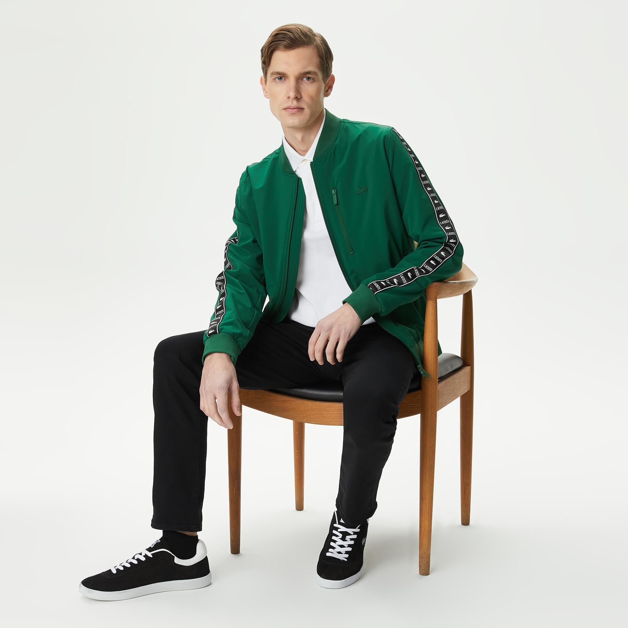 Erkek Baskılı Yeşil Bomber Ceket