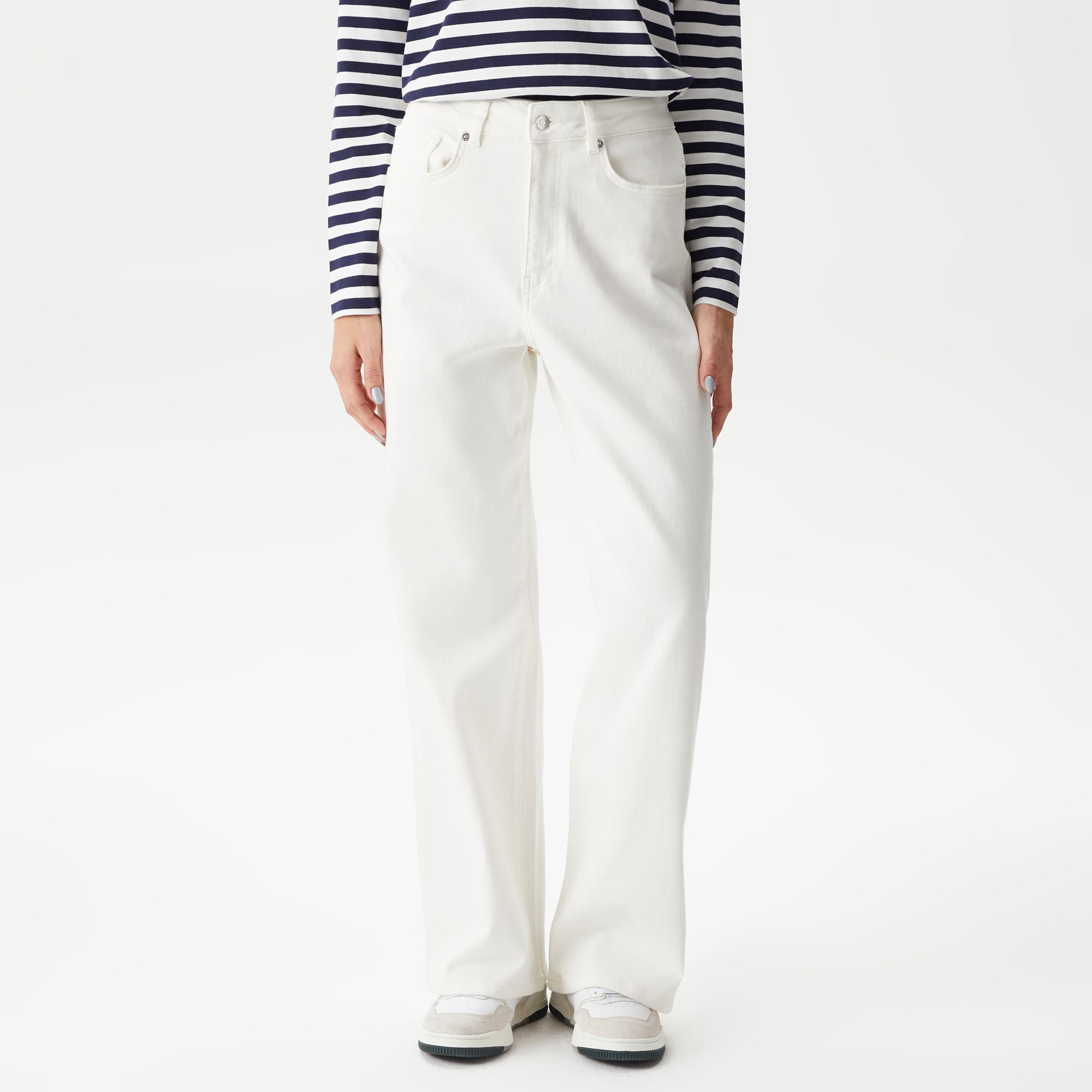 Kadın Loose Fit Beyaz Jean Pantolon