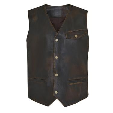  Allan Kahve Erkek Vintage Deri Yelek