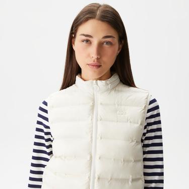  Kadın Dik Yaka Kapitone Beyaz Yelek