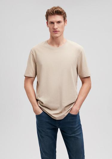  Mavi Bisiklet Yaka Kahverengi Basic Tişört Regular Fit / Normal Kesim 0610251-70319