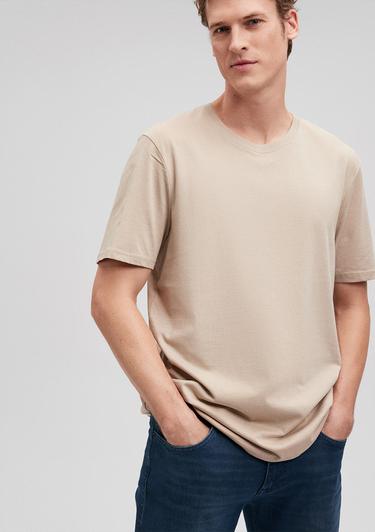  Mavi Bisiklet Yaka Kahverengi Basic Tişört Regular Fit / Normal Kesim 0610251-70319