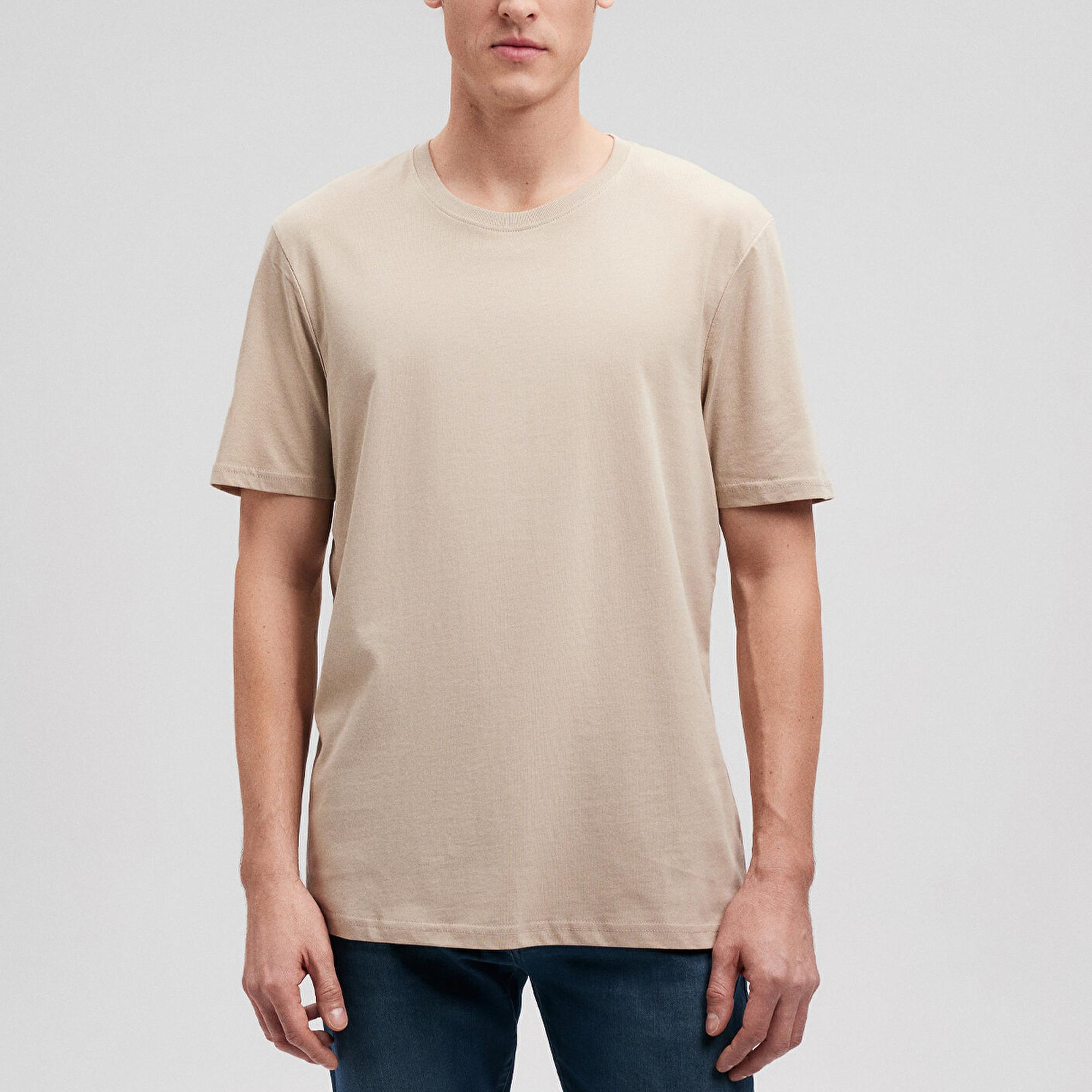 Mavi Bisiklet Yaka Kahverengi Basic Tişört Regular Fit / Normal Kesim 0610251-70319