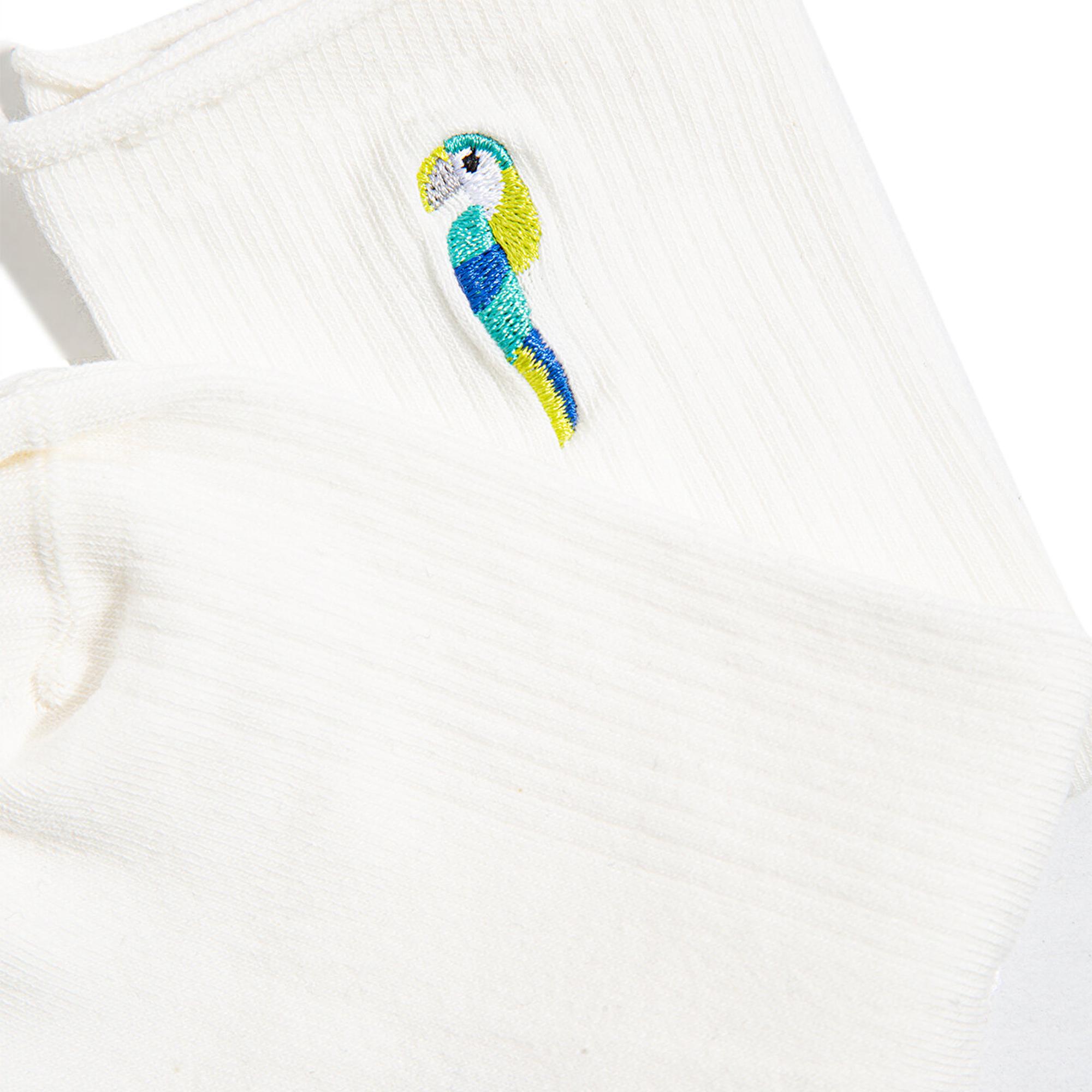 Mavi Kuş İşlemeli Beyaz Soket Çorap 1912432-34523