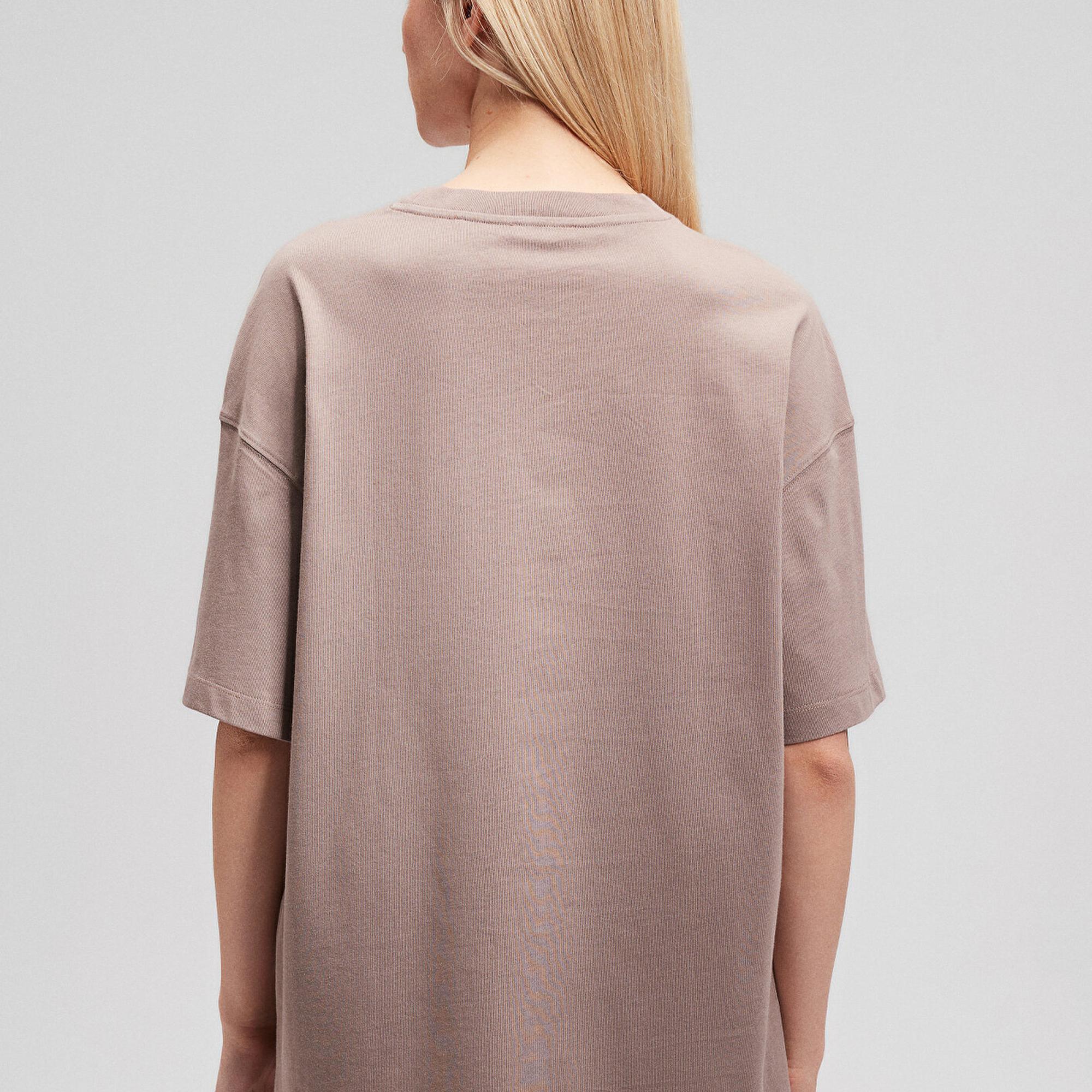 Mavi Mavi Logo Baskılı Bej Tişört Oversize / Geniş Kesim 1611592-70364