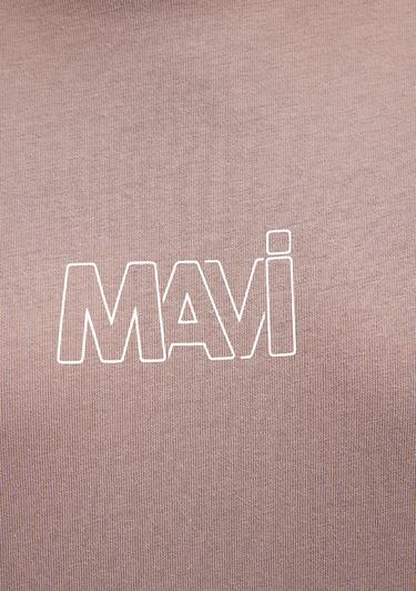  Mavi Mavi Logo Baskılı Bej Tişört Oversize / Geniş Kesim 1611592-70364
