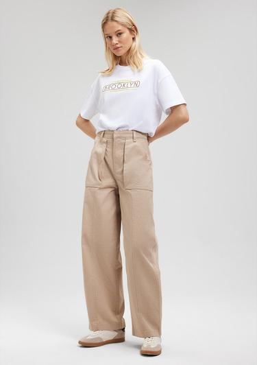  Mavi Geniş Paça Bej Pantolon 1010638-86596