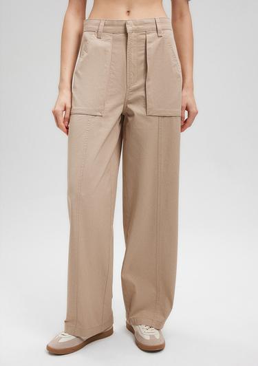  Mavi Geniş Paça Bej Pantolon 1010638-86596