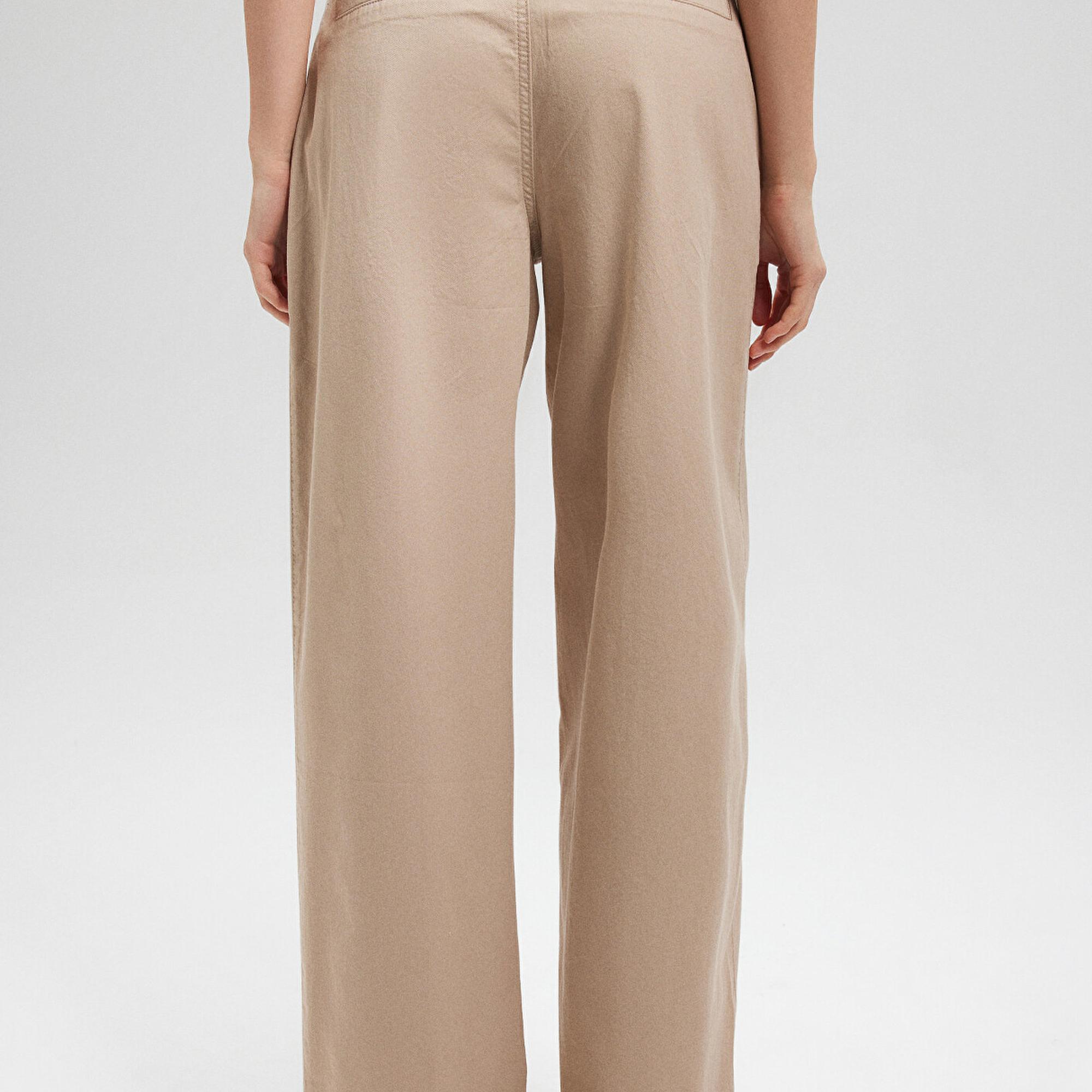 Mavi Geniş Paça Bej Pantolon 1010638-86596