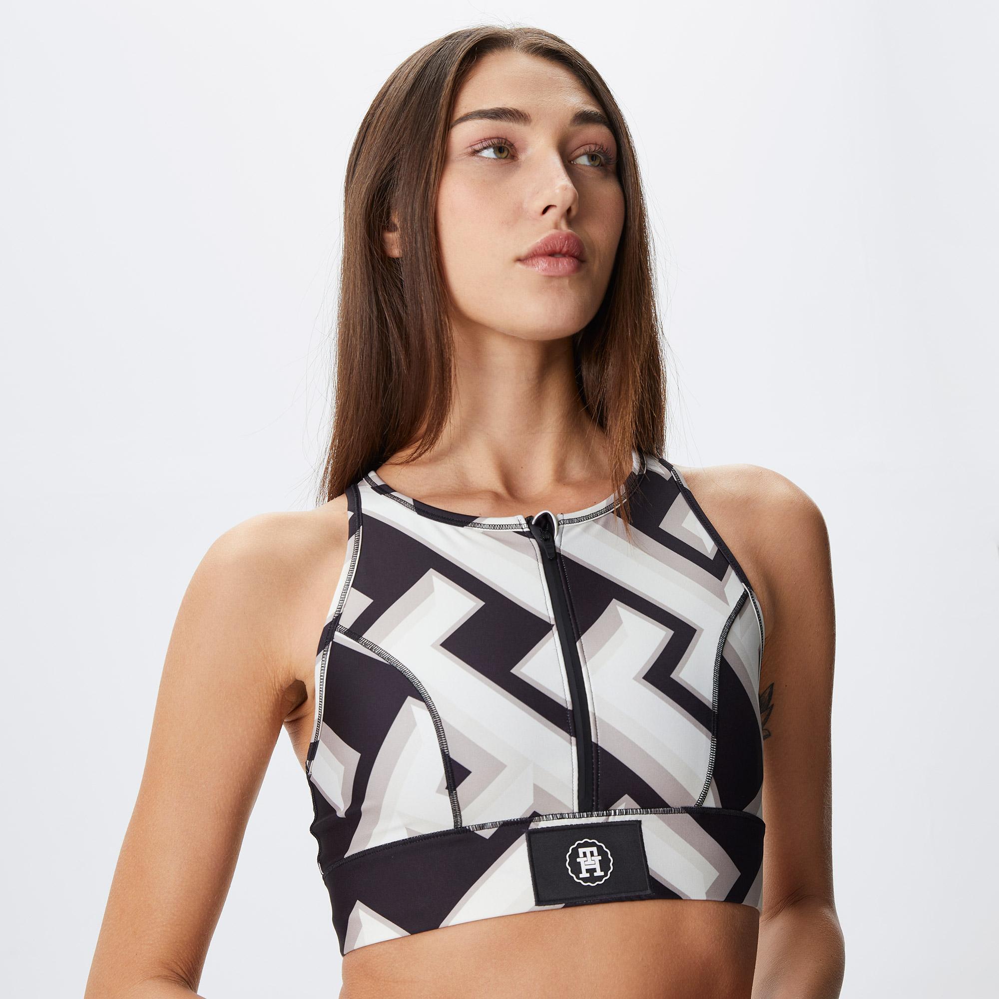 Tommy Hilfiger Mid Zip Bra Kadın Siyah Bra