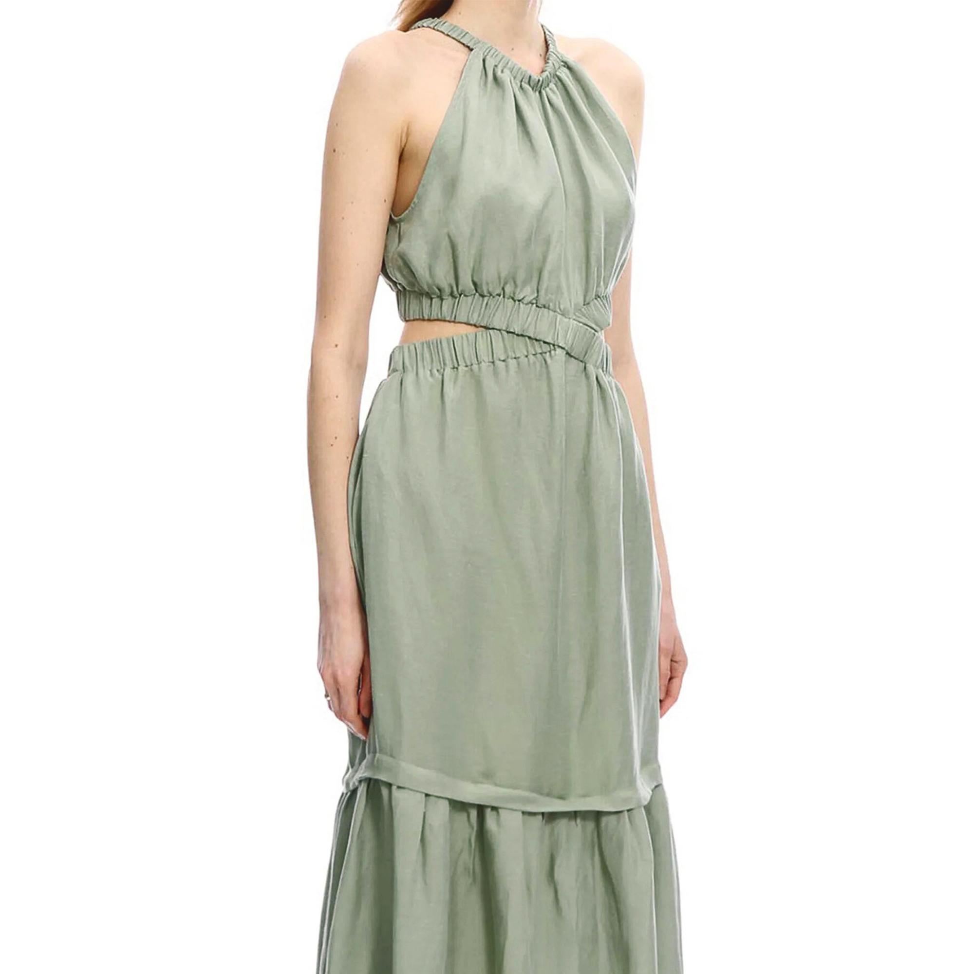 Marais Studio Fiona Aqua Vegan Keten Elbise