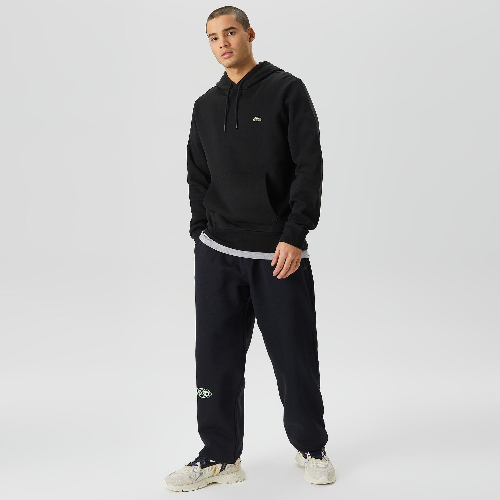 Lacoste Classic Fit Kapüşonlu Erkek Siyah Sweatshirt