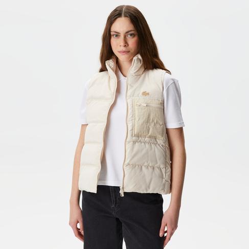  Kadın Dik Yaka Kapitone Bej Yelek