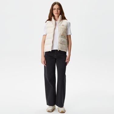  Kadın Dik Yaka Kapitone Bej Yelek