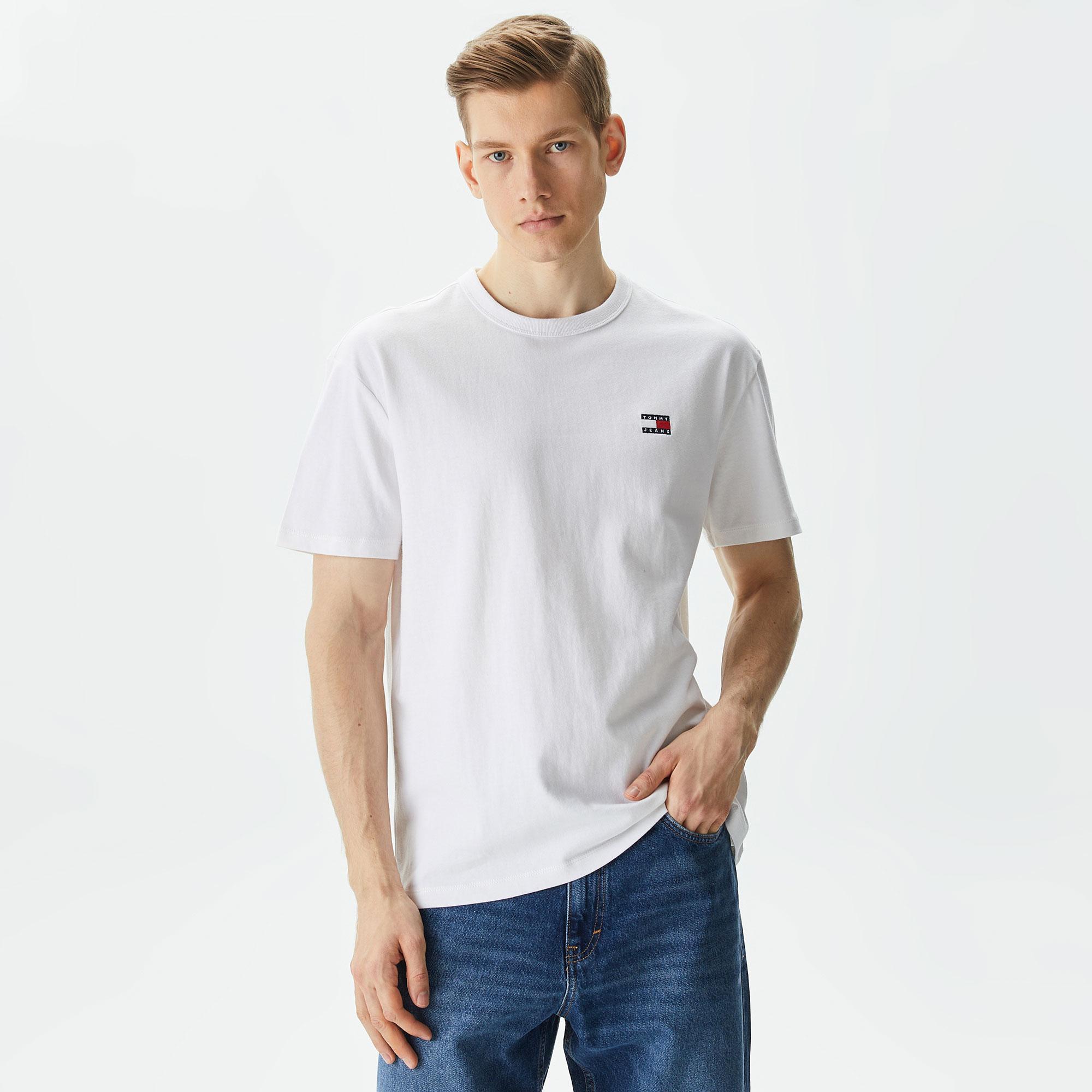 Tommy Jeans Reg Badge Erkek Beyaz T-Shirt