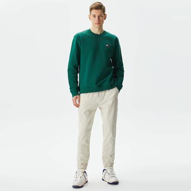  Tommy Jeans Reg Badge Crew Erkek Yeşil Sweatshirt