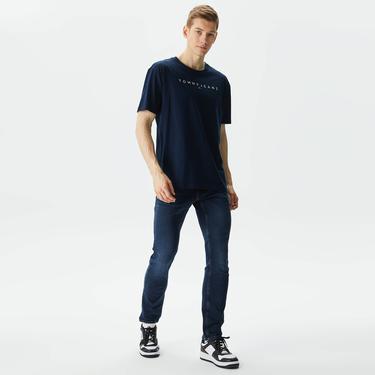  Tommy Jeans Reg Linear Logo Erkek Lacivert T-Shirt