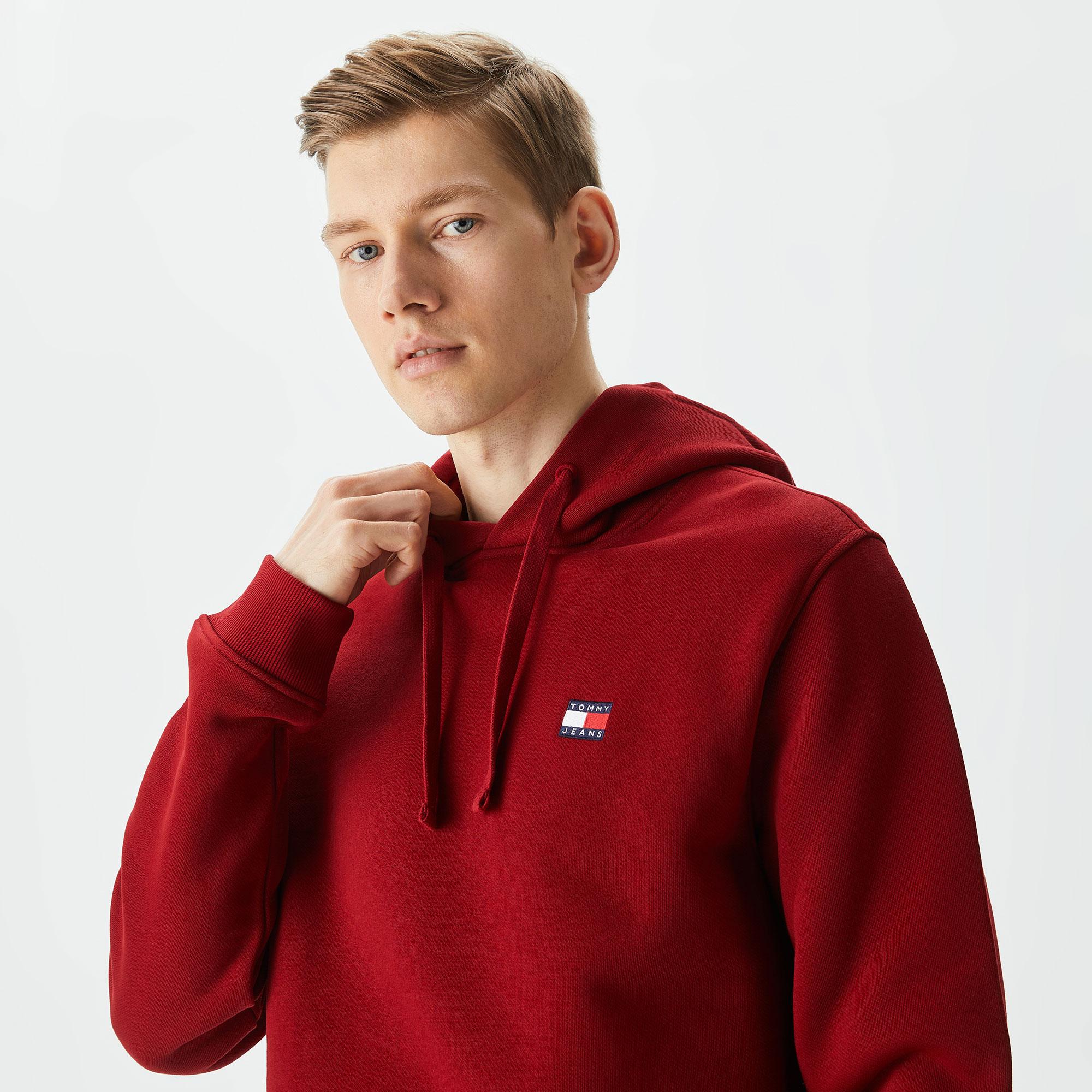 Tommy Jeans Reg Badge Hoodie Erkek Kırmızı Sweatshirt