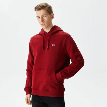  Tommy Jeans Reg Badge Hoodie Erkek Kırmızı Sweatshirt