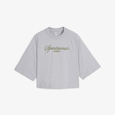  Puma Classics+ Oversized Kadın Gri T-Shirt