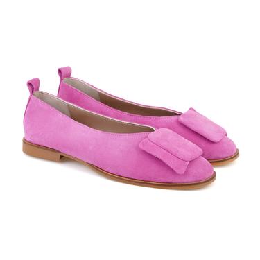  Kadın Pembe Süet Deri Babet