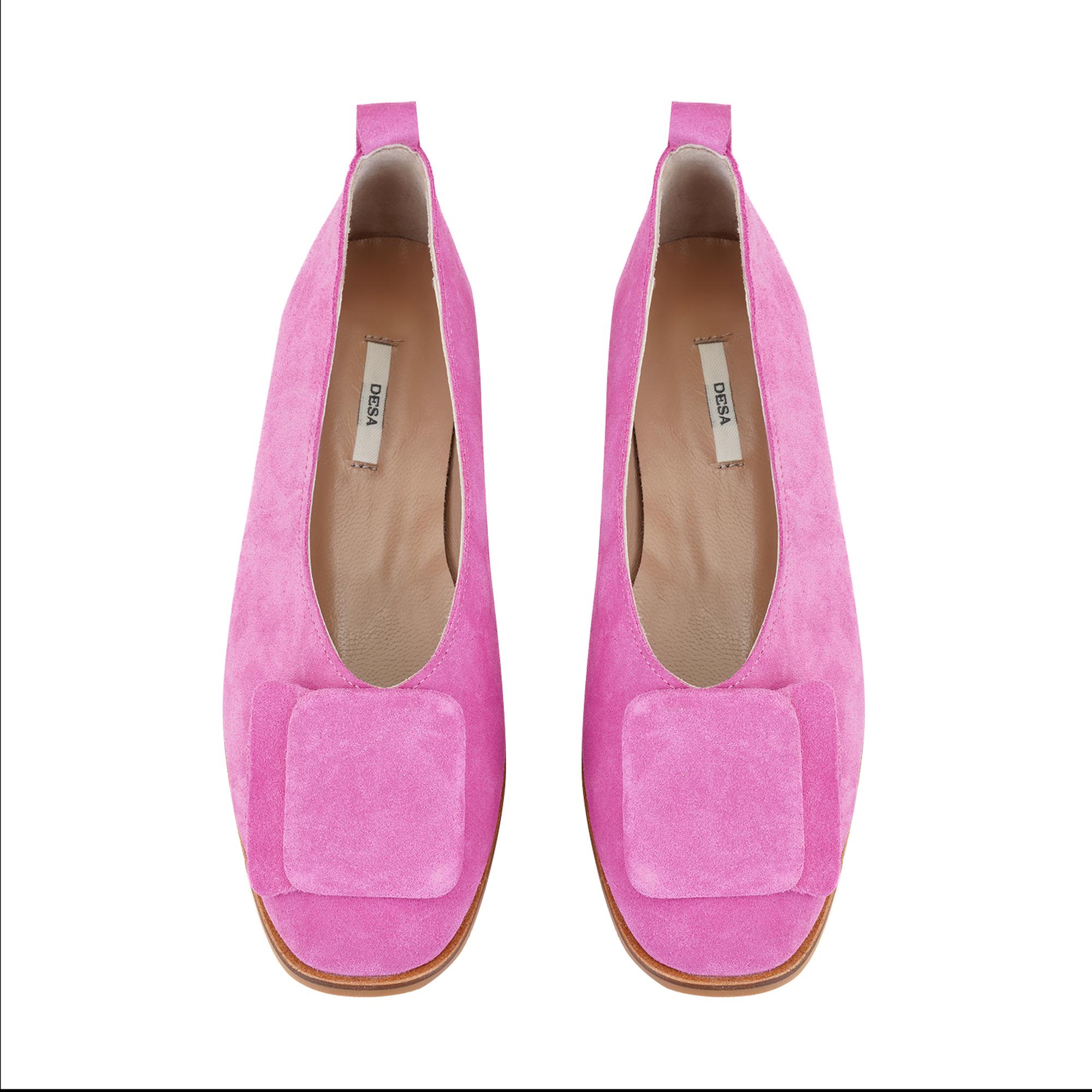 Kadın Pembe Süet Deri Babet