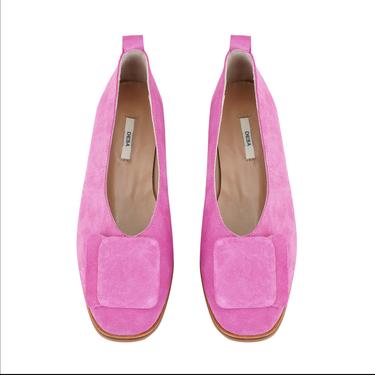  Kadın Pembe Süet Deri Babet