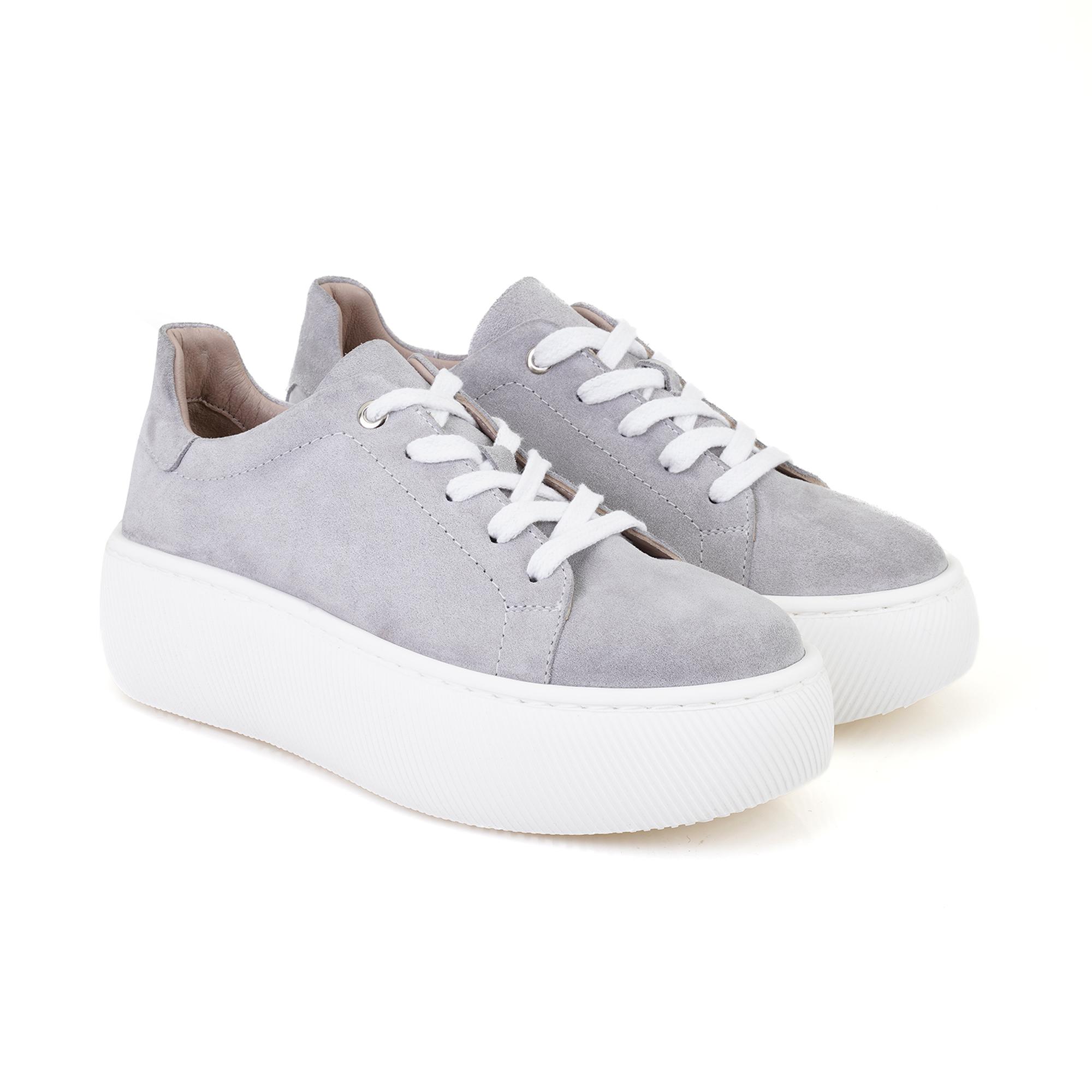 Kadın Gri Deri Günlük Ayakkabı