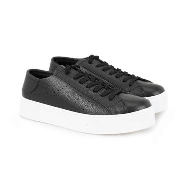  Kadın Siyah Deri Spor Ayakkabı