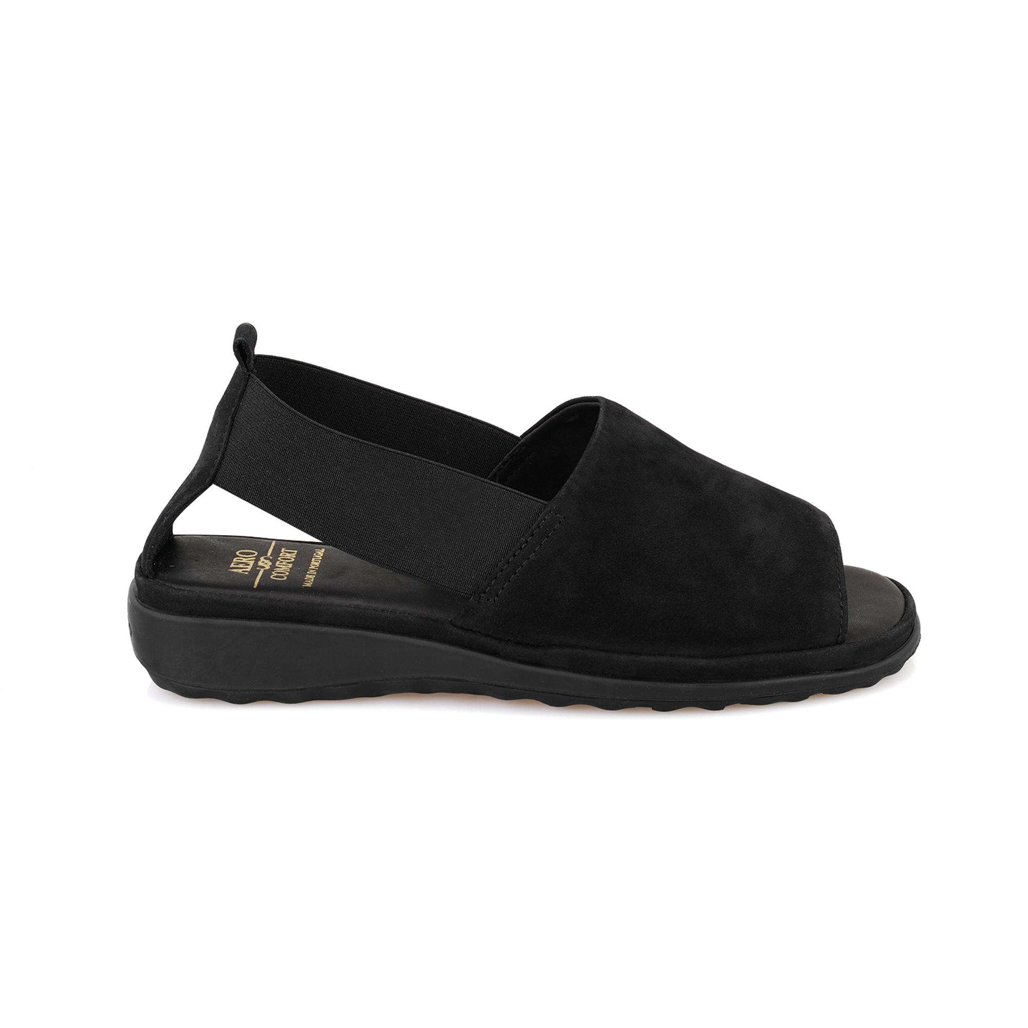 Laney Siyah Kadın Nubuk DesaComfort Deri Sandalet