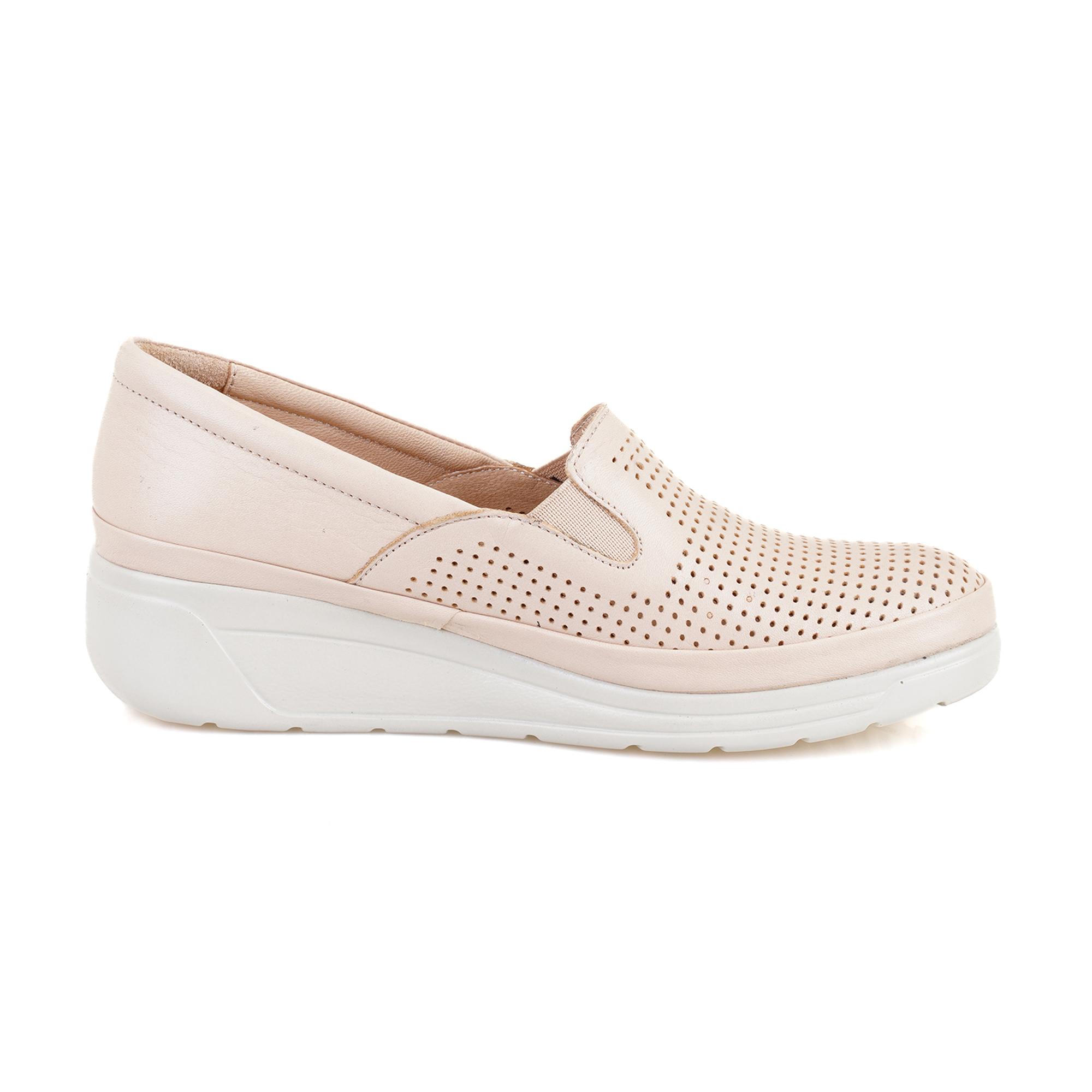 Kadın Bej Dolgu Topuklu Deri DesaComfort Günlük Ayakkabı