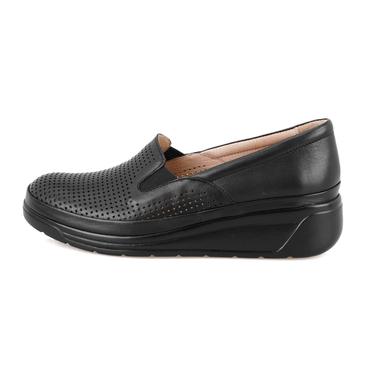  Kadın Siyah Dolgu Topuklu Deri DesaComfort Günlük Ayakkabı