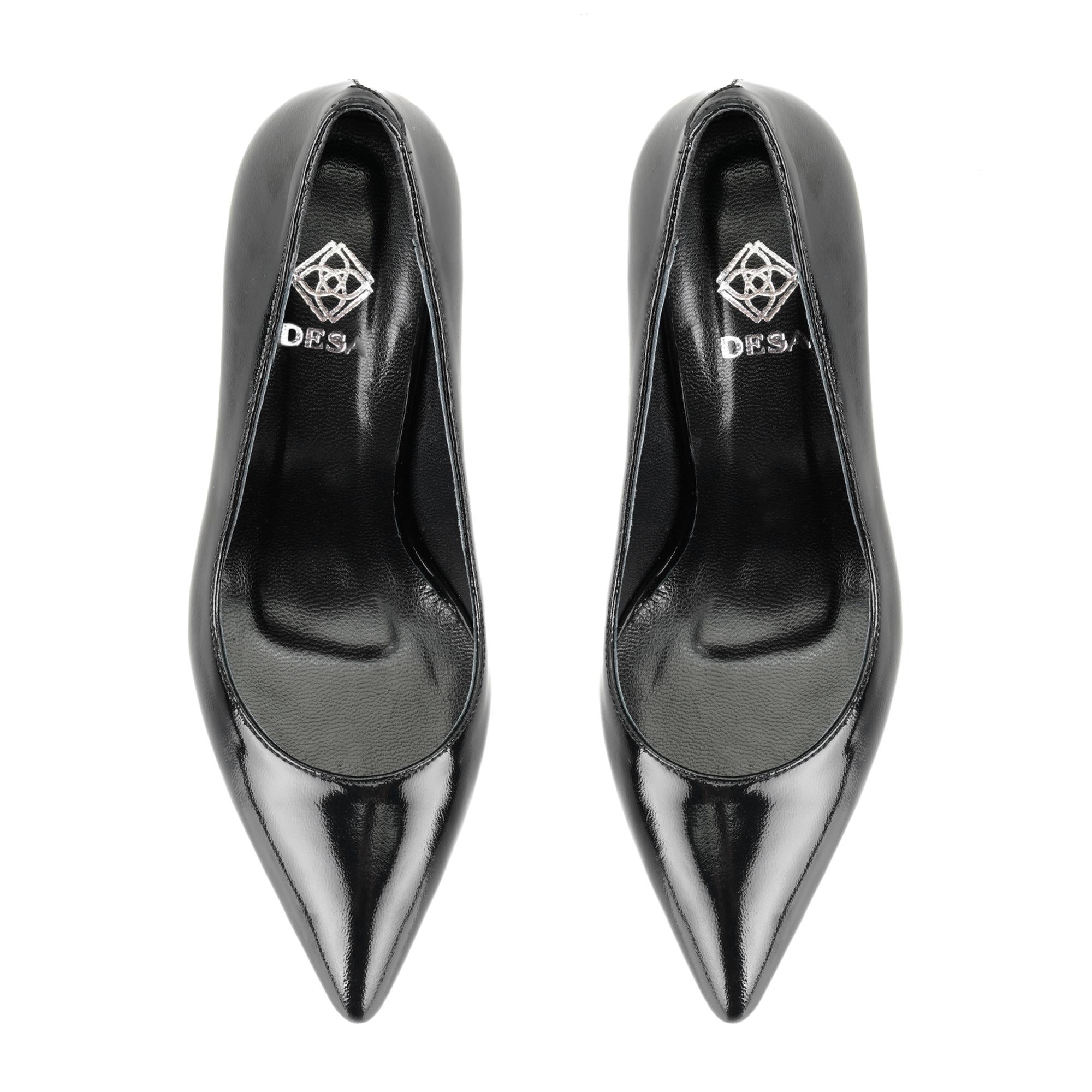 Kadın Siyah Rugan Deri Stiletto