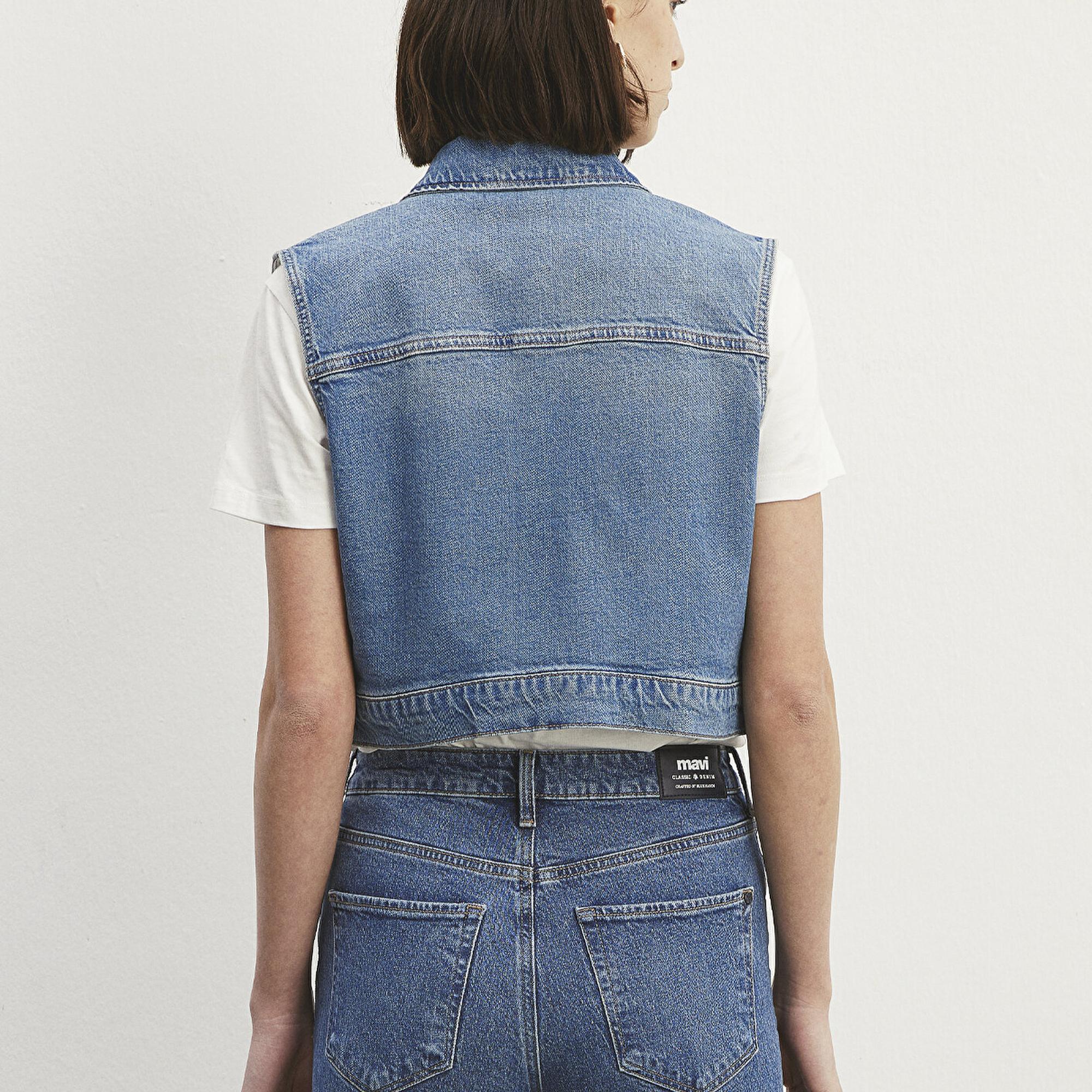 Mavi Rona Classic Denim Indigo Mavisi Jean Yelek Crop / Kısa Kesim 1110450-86815