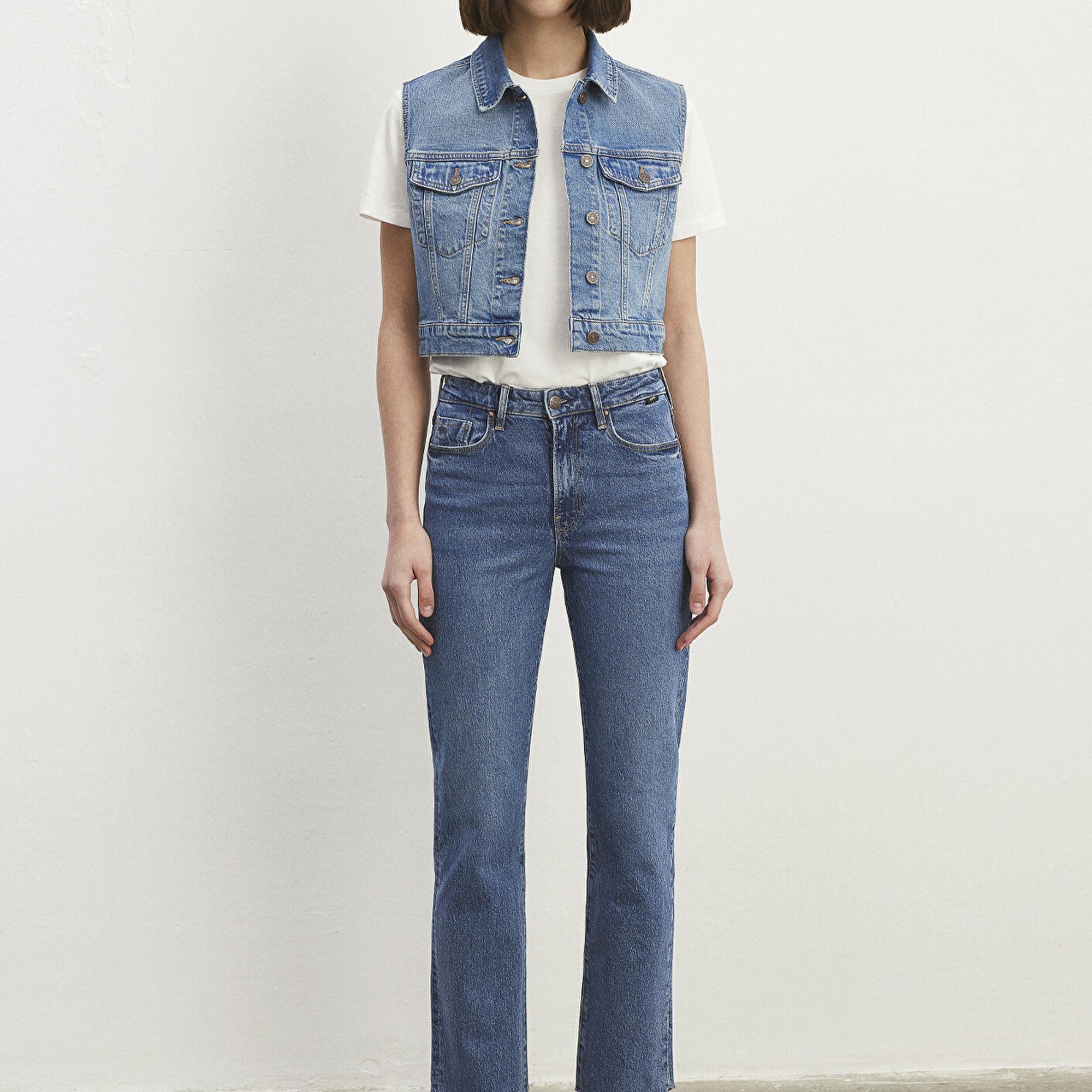 Mavi Rona Classic Denim Indigo Mavisi Jean Yelek Crop / Kısa Kesim 1110450-86815