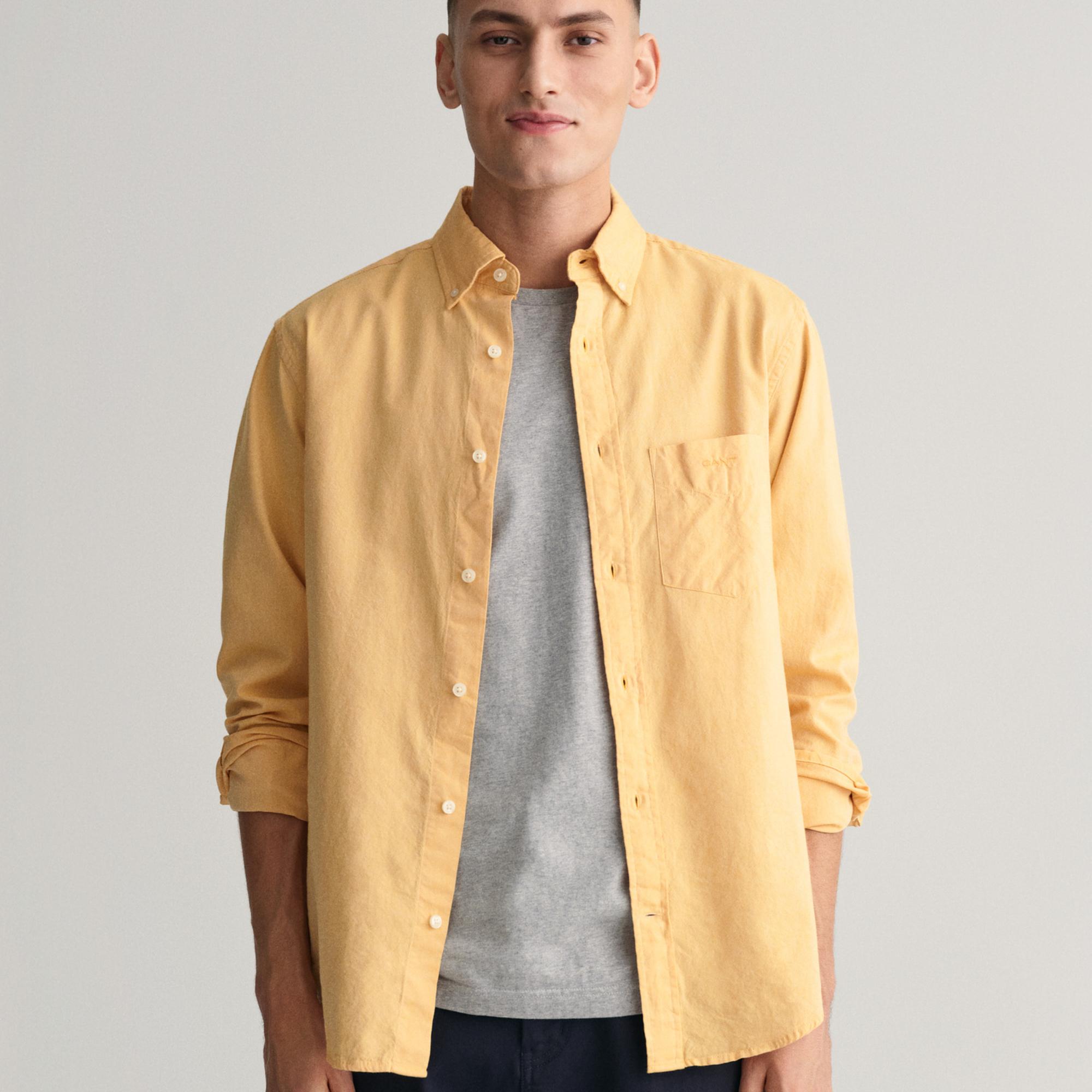 GANT Erkek Sarı Regular Fit Düğmeli Yaka Oxford Gömlek
