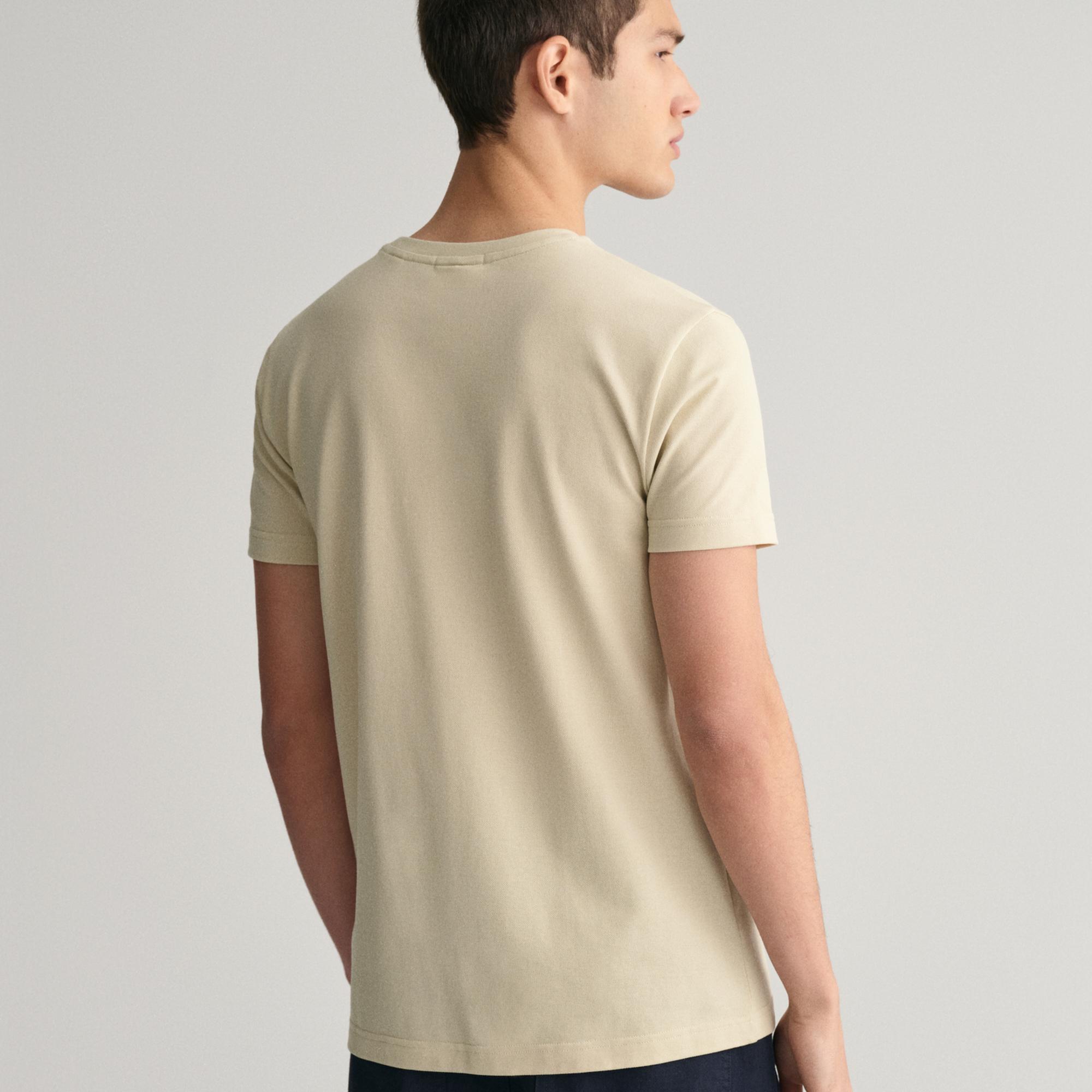 GANT Erkek Bej Slim Fit Bisiklet Yaka T-Shirt