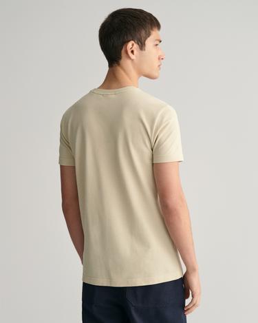  GANT Erkek Bej Slim Fit Bisiklet Yaka T-Shirt