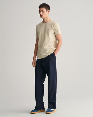  GANT Erkek Bej Slim Fit Bisiklet Yaka T-Shirt