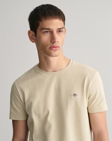  GANT Erkek Bej Slim Fit Bisiklet Yaka T-Shirt