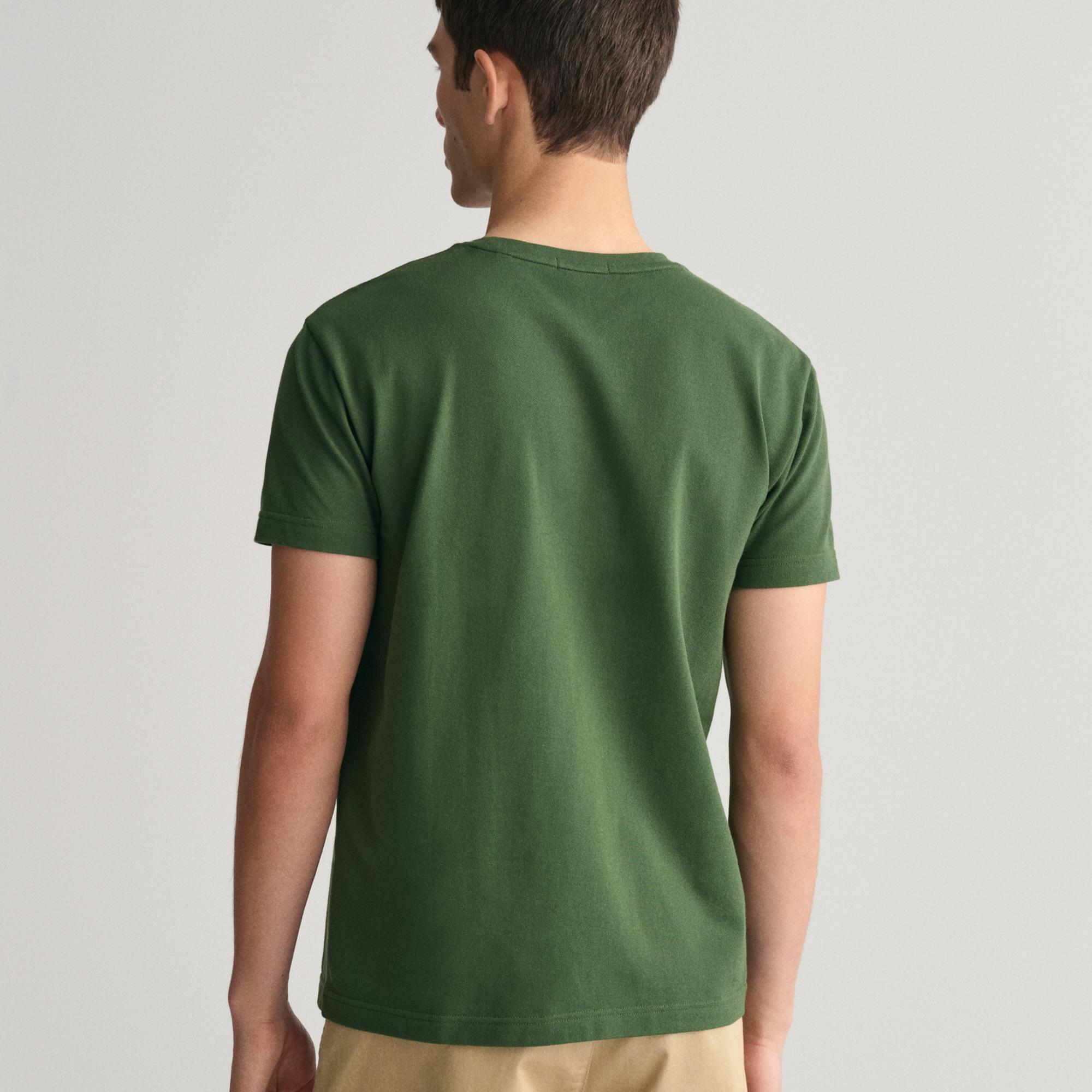 GANT Erkek Yeşil Slim Fit Bisiklet Yaka T-Shirt
