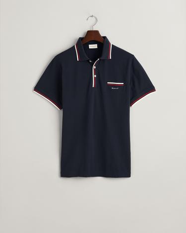  GANT Erkek Lacivert Regular Fit Çizgili Polo